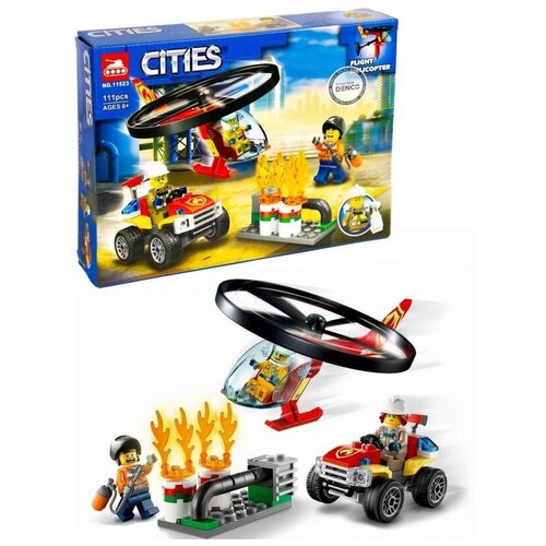 конструктор lego city fire 60248 пожарный спасательный вертолёт 93 дет Конструктор Пожарный спасательный вертолёт, City 60248, серия Cities, 111 деталей, 2 минифигурки, 11523