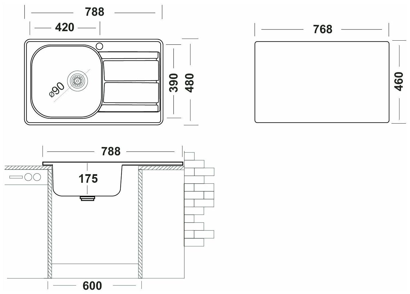 Кухонная мойка Ukinox Спектр SPM788.480 -GT6K 2L