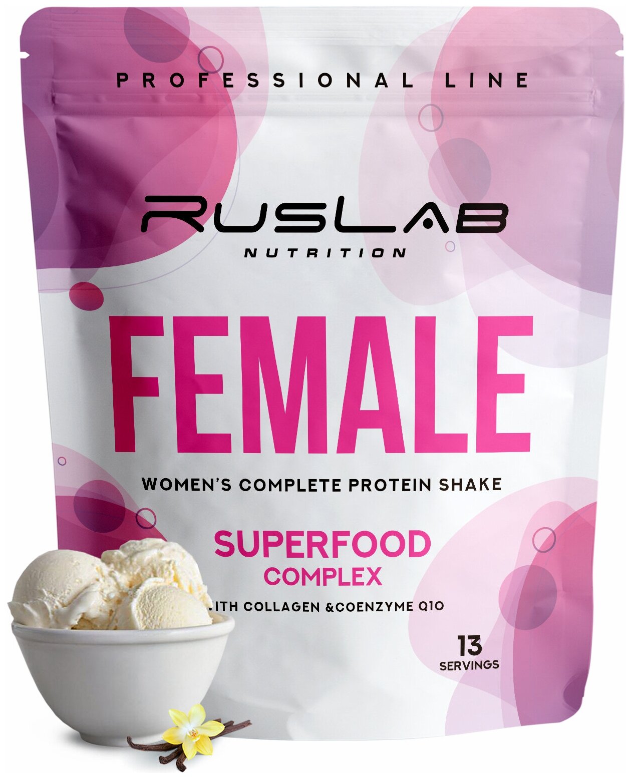 FEMALE-протеин для похудения,белковый коктейль для девушек (416 гр),вкус ванильное мороженое