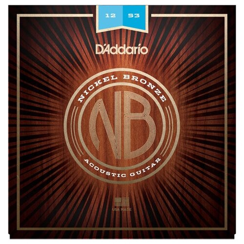 струны для акустической гитары d addario nb1253 nickel bronze 12 53 NB1253 Nickel Bronze Комплект струн для акустической гитары, Light, 12-53, D'Addario