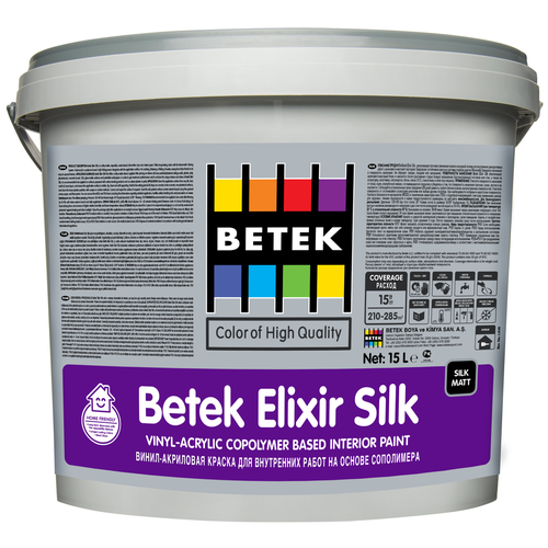 Краска акриловая Betek Elixir Silk матовая белый 8 кг