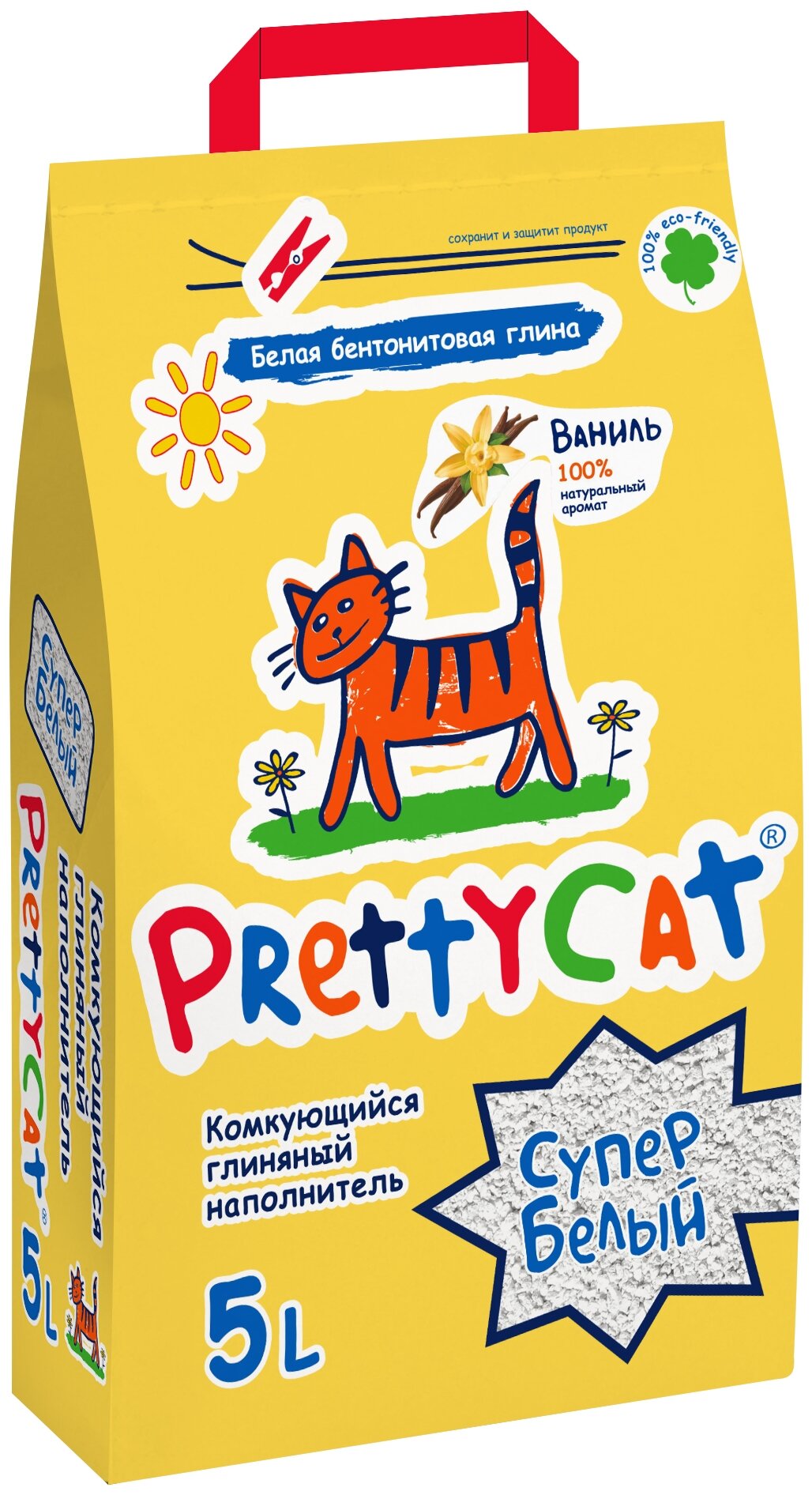 PrettyCat наполнитель комкующийся для кошачьих туалетов "Супер белый" с ароматом ванили 4,2 кг (5 л)