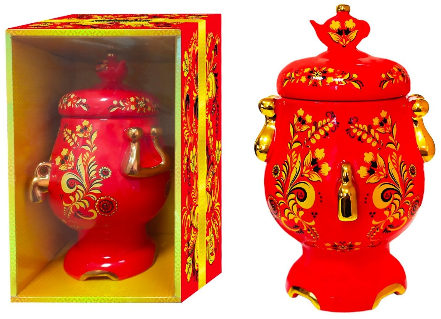 Чайница керамическая "Get&Joy" Самовар, красный (6660), 600мл. - фотография № 4