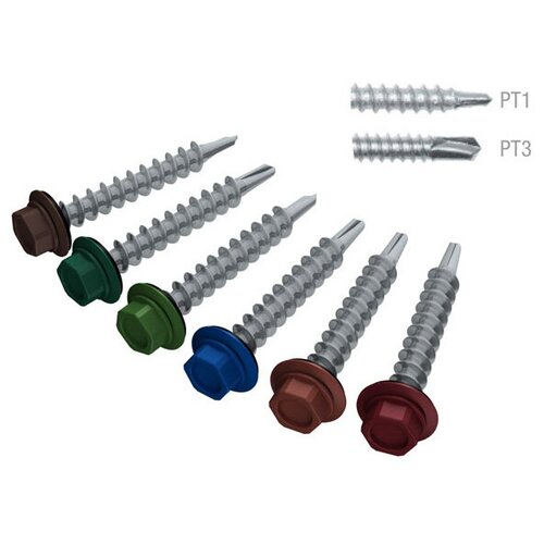 Саморез кровельный 4.8х70 мм цинк, шайба с прокл, PT1, RAL 3011 (2500 шт в коробе) STARFIX (по дереву, цвет коричнево-красный) (SM-48737-2500) саморез кровельный 5 5х19 мм цинк шайба с прокл pt3 ral 5005 300 шт в карт уп starfix по металлу цвет сигнальный синий smc3 98685 300