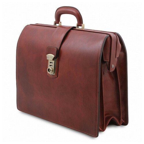 Мужской кожаный портфель-саквояж с 3 отделениями Tuscany Leather Canova TL141826 коричневый