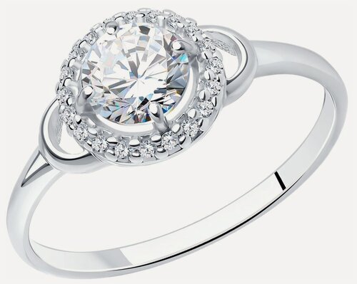 Изображение товара Кольцо, серебро, 925 проба, родирование, фианит