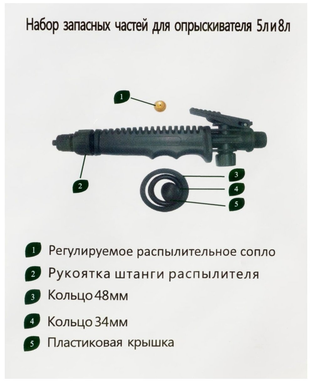 Набор запчастей для опрыскивателя Geolia 5/8 л - фотография № 5