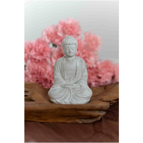 Серая статуэтка "Сидячий Будда", для интерьера, Фигурка гипс