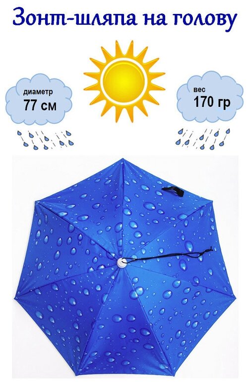 Зонт-трость механика, купол 77 см, 7 спиц, голубой
