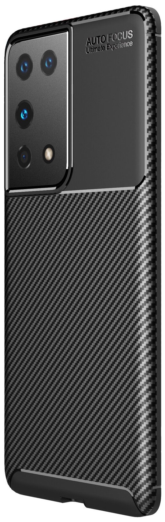 Чехол панель-бампер Чехол. ру для Samsung Galaxy S21 Ultra из тончайшего и прочного силикона с матовой отделкой «под карбон» черная
