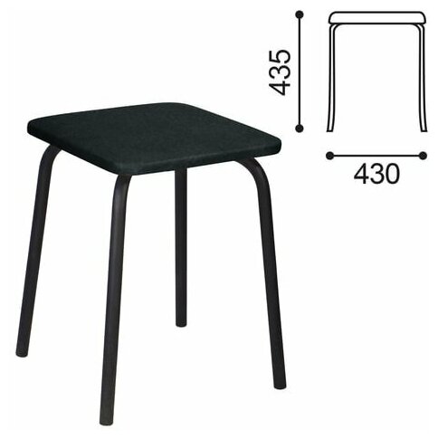 фото Табурет РС01-03, черный каркас, черный кожзам, РС.01/03-201-01