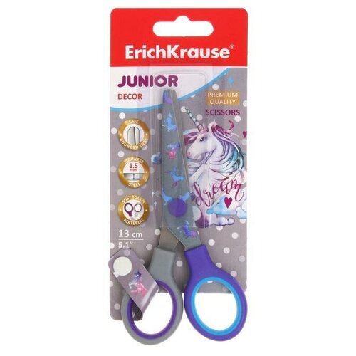 Ножницы детские 13 см ErichKrause Junior Decor Funny Monsters с принтом на лезвиях 608₽