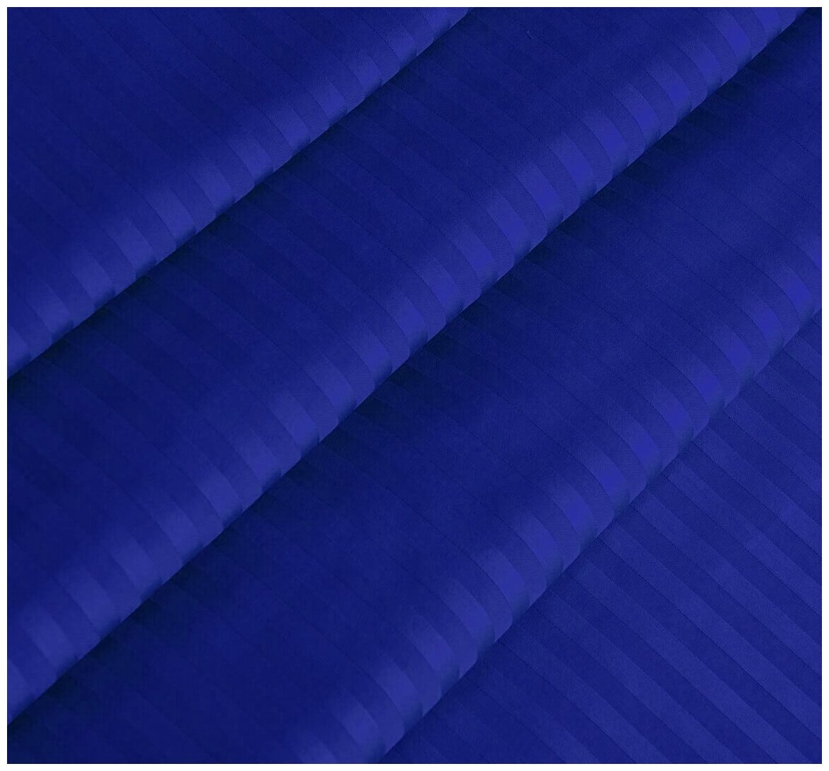 Простыня 1,5-спальная сатин-страйп, 150х215см, синяя, ENRIKA - фотография № 2