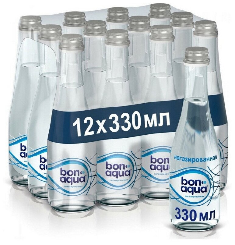 Вода питьевая Bon Aqua стекло 0,33л негаз. 12 шт/уп - фотография № 1