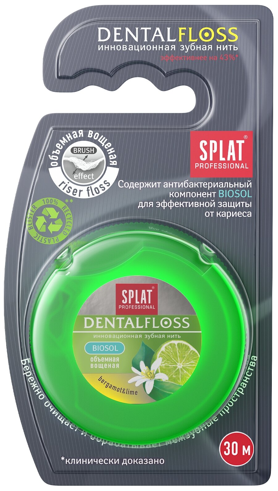 SPLAT зубная нить Dentalfloss бергамот и лайм