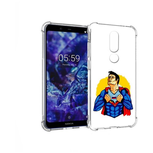 Чехол задняя-панель-накладка-бампер MyPads русский супермен для Nokia 5.1 Plus/Nokia X5 противоударный