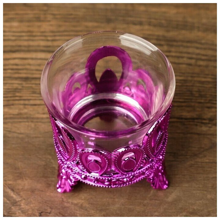 Подсвечник пластик, стекло на 1 свечу "Капельки" розовый 7х6х6 см - фотография № 3