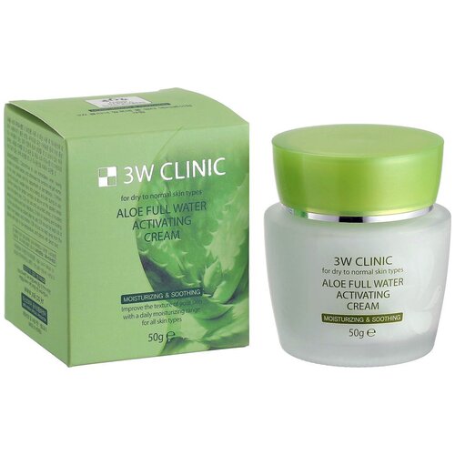 Крем для лица 3W CLINIC увлажняющий с экстрактом алоэ вера - Aloe Full Water Activating Cream, 50 гр