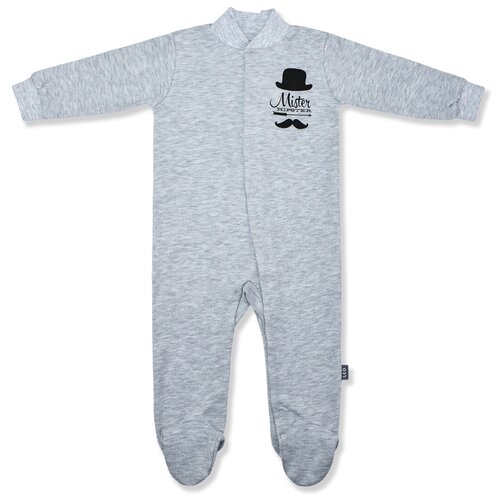 фото "1589-0м комбинезон со следками ""хипстеры"" 74, серый" leo