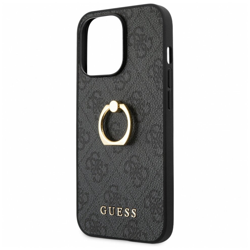 Guess для iPhone 13 Pro чехол PU 4G + Ring Hard Grey