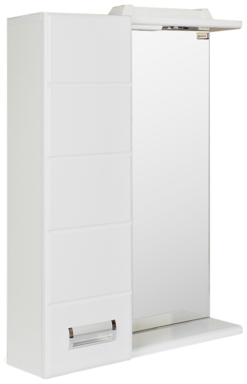 Зеркало-шкаф Барселона-50 с подсветкой, левый, 50х11х74 см, цвет белый, Bestex