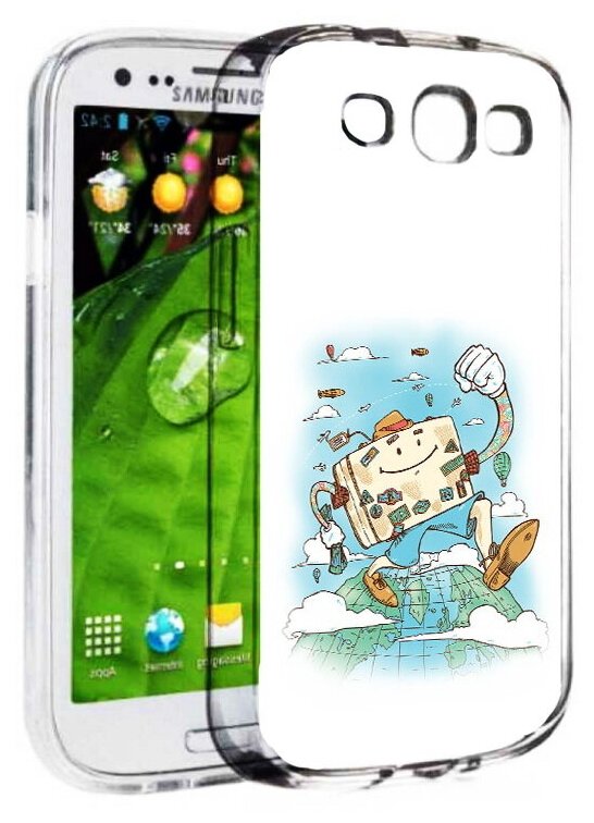Чехол задняя-панель-накладка-бампер MyPads Счастливый чемодан для Samsung Galaxy S3 GT-I9300/Duos GT-I9300I противоударный
