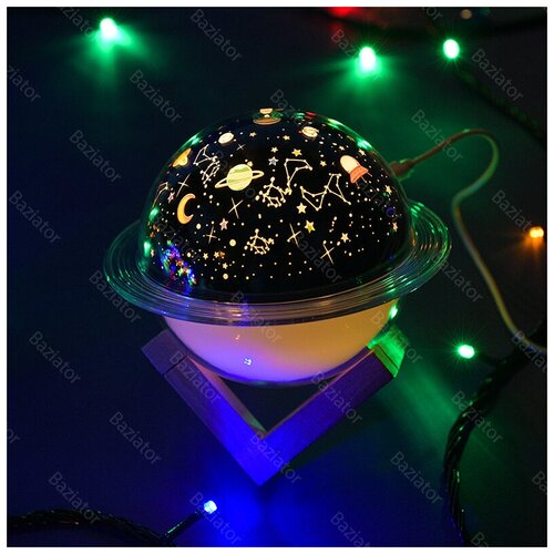 Увлажнитель воздуха настольный с аромадиффузором и подсветкой для дома Starry Sky Theme светильник ночник планета Сатурн с кольцом Космос 107800₽