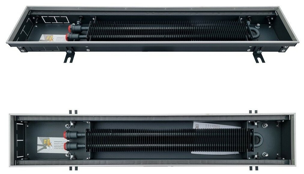 Внутрипольный конвектор Techno Power KVZ 150-65-1600/C с естественной конвекцией окантовка цвет серебро без решетки