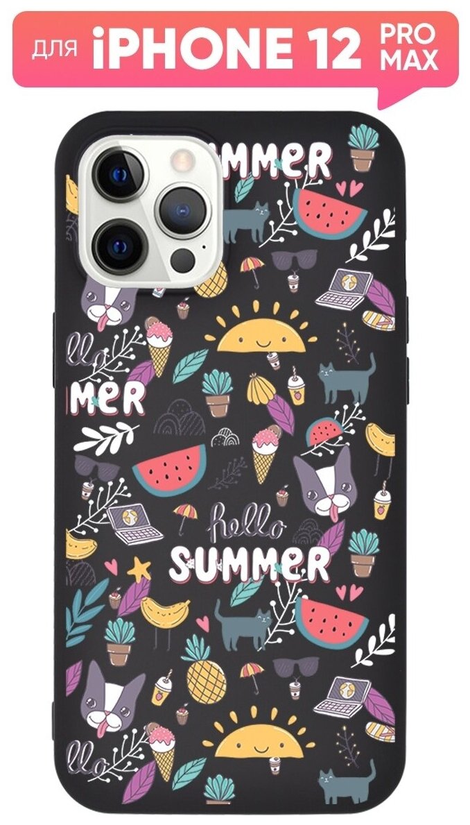 Чехол (накладка) Vixion TPU для iPhone 12 Pro Max / Айфон 12 Про Макс с подкладкой (черный) Summer