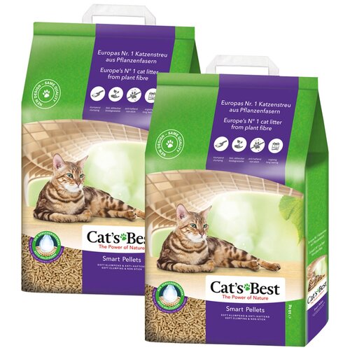 CAT'S BEST SMART PELLETS - Кэтс Бэст наполнитель древесно-комкующийся для длинношерстных кошек (20 + 20 л) наполнитель древесный комкующийся cat s best smart pellets 5л 2 5кг