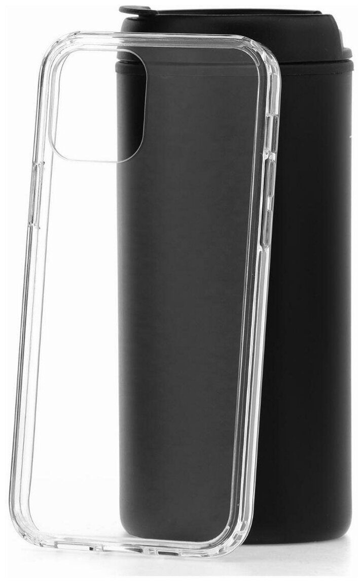 Прозрачный чехол для iPhone 12/12 Pro Kruche Acryl Crystal, противоударная пластиковая накладка, силиконовый защитный бампер с защитой камеры