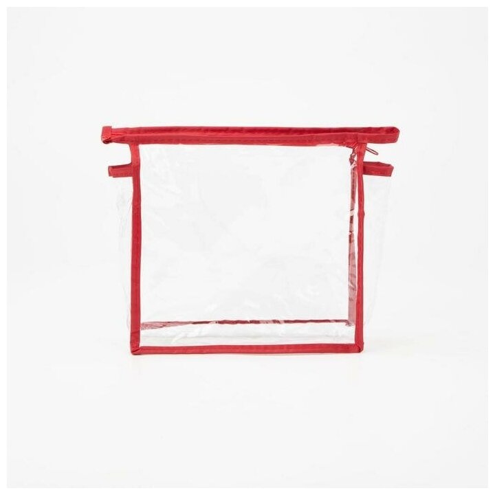 Косметичка Сима-ленд на молнии, ручки для переноски, красный, бесцветный - фотография № 6
