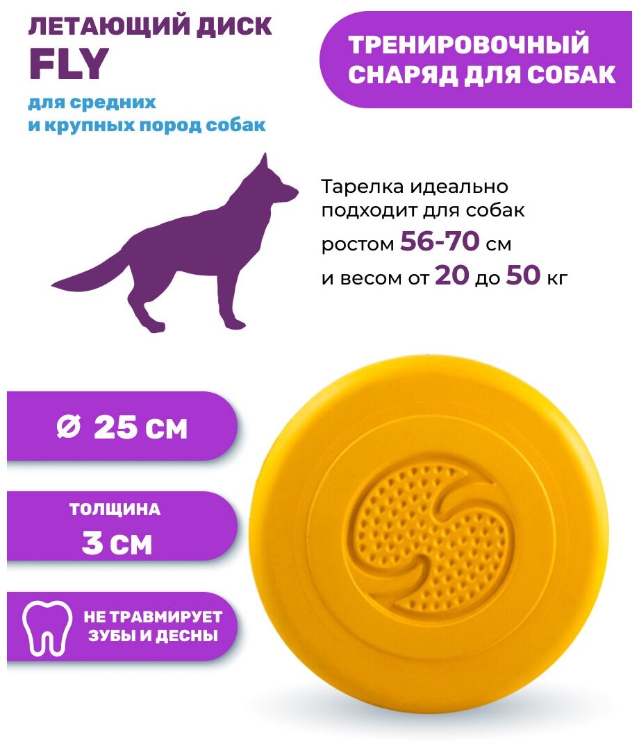 Набор Игрушка для животных Диск (фрисби) Fly желтый 2 шт. (диам.25 см) игрушка для собак - фотография № 3