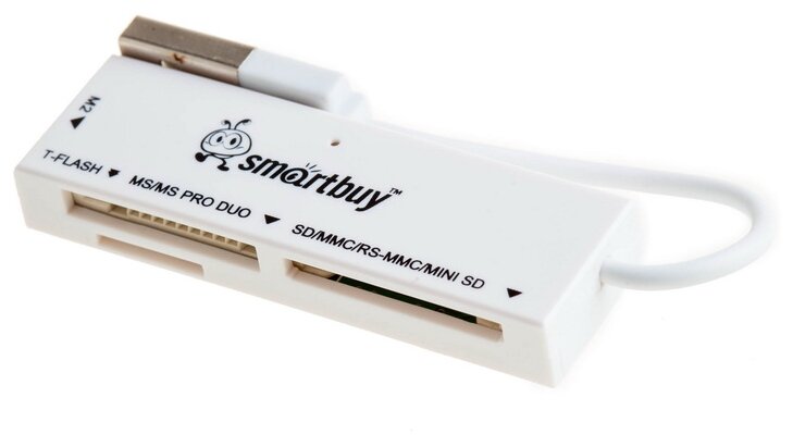 Картридер Smartbuy 717, USB 2.0 - SD/microSD/MS/M2, белый