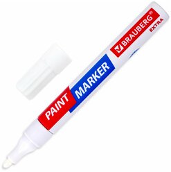 Маркер-краска лаковый EXTRA (paint marker) 4 мм, белый, усиленная нитро-основа, BRAUBERG, 151978