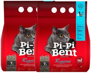 Фото PI-PI BENT классик – Пи-Пи-Бент наполнитель комкующийся для туалета кошек (3 + 3 кг)