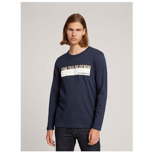 фото Лонгслив tom tailor 1028337/10668 мужской, цвет синий, размер m