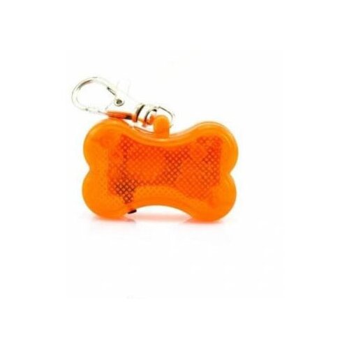 Светодиодный брелок-адресник для собак Косточка, оранжевый