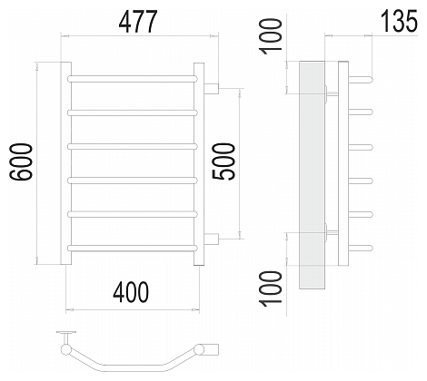 полотенцесушитель водяной терминус виктория п6 б/п 400х600 - фото №11