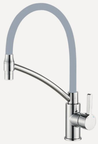 Изображение товара Смеситель для кухни Haiba с гибким силиконовым изливом серый/хром