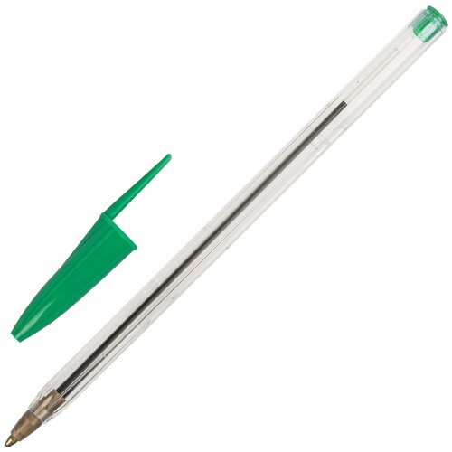 Ручка шариковая STAFF Basic Budget BP - 02, письмо 500 м, зеленая, длина корпуса 13,5 см, линия письма 0,5 мм, 100 шт.