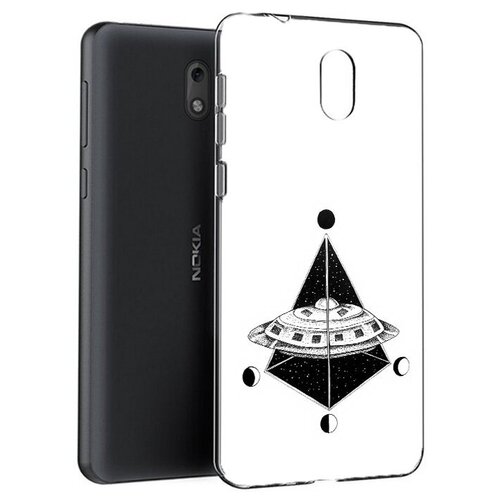 Чехол задняя-панель-накладка-бампер MyPads черно белая летающая тарелка для Nokia 6 противоударный