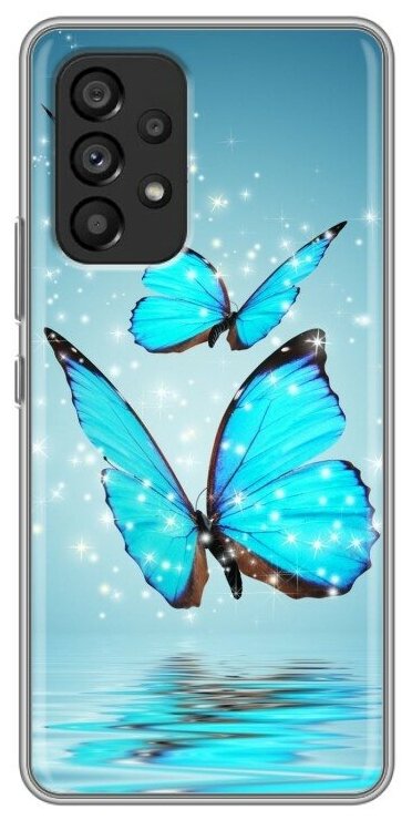 Дизайнерский силиконовый чехол для Самсунг Гэлакси А73 5Ж / Samsung Galaxy A73 5G Бабочки голубые