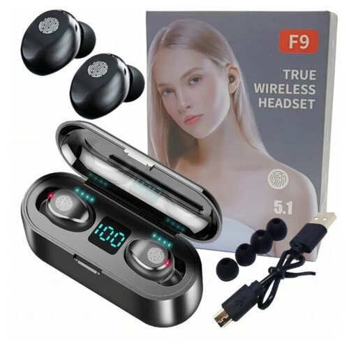 Беспроводные наушники вкладыши F9 с LED-подсветкой 131900₽