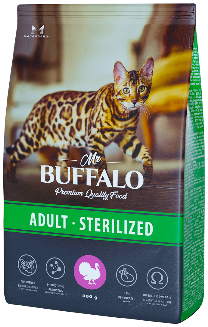 Mr.Buffalo Sterilized Корм для кошек индейка 400г
