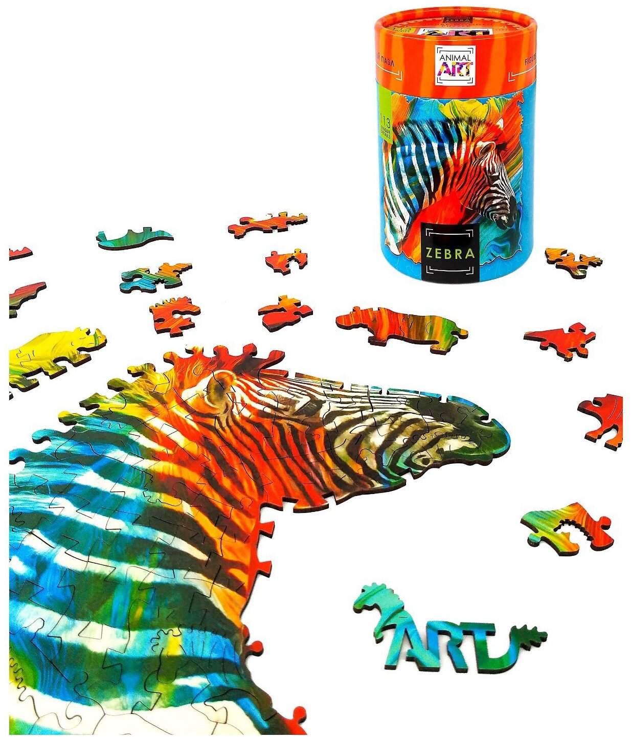 Пазл Нескучные игры Animal Art Зебра (8387), 113 дет, 23х23х0.5 см, разноцветный