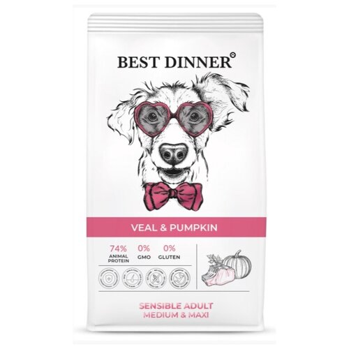 Best Dinner Dog Adult Medium/Maxi 12кг х 2шт телятина с тыквой сухой для собак крупных и средних пород