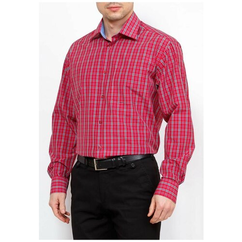 фото Рубашка мужская длинный рукав casino c625/1/149/1, прямой силуэт / сlassic fit, цвет красный, рост 174-184, размер ворота 42