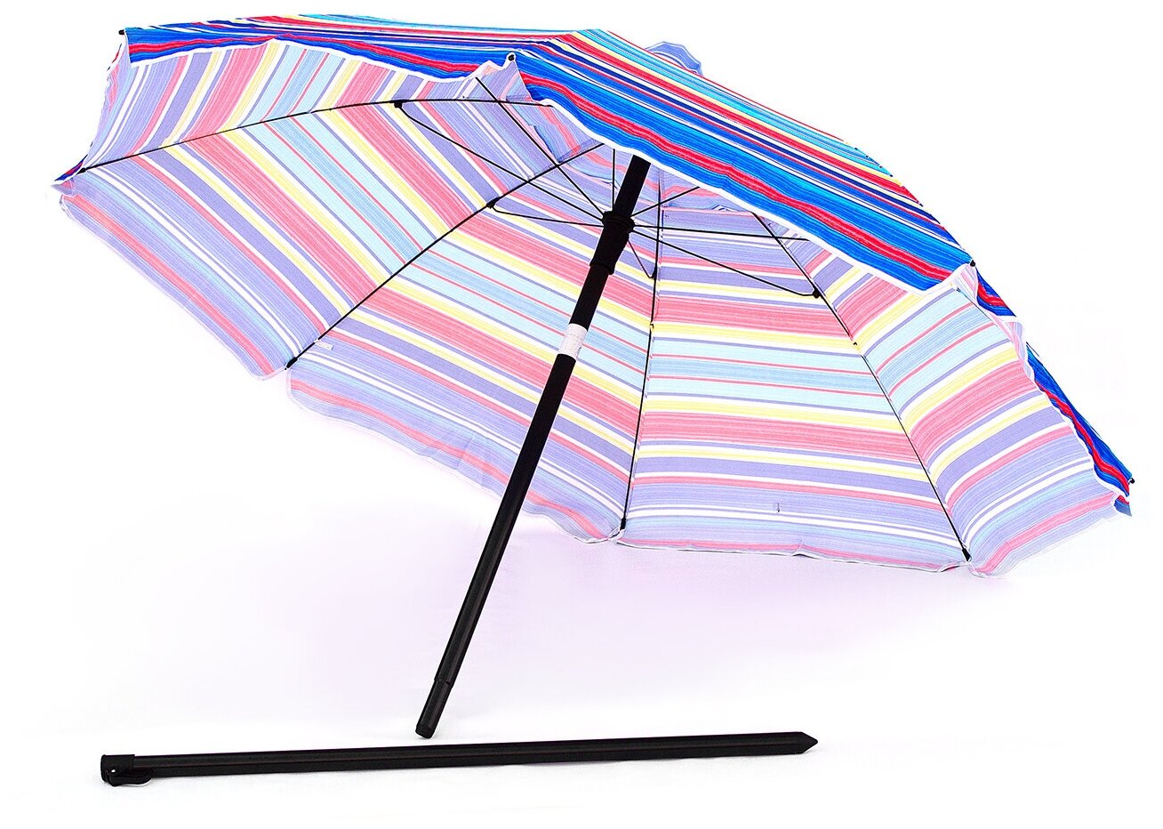 Зонт пляжный круглый складной с металлической ручкой, с наклоном и клапаном, 200 см, Красный восход - фотография № 4