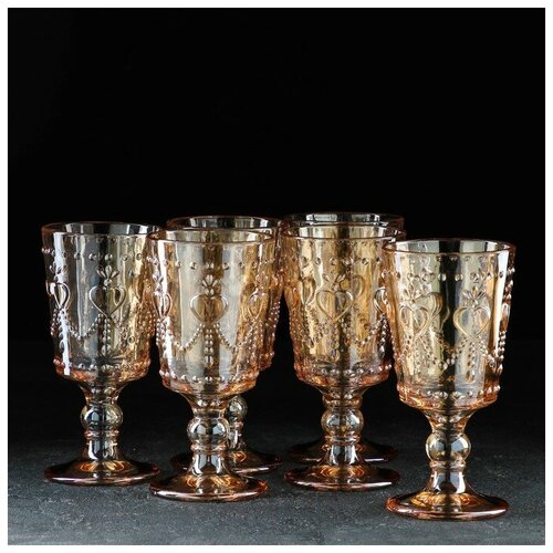 Набор бокалов стеклянных «Адам», 300 мл, 6 шт, цвет золотой